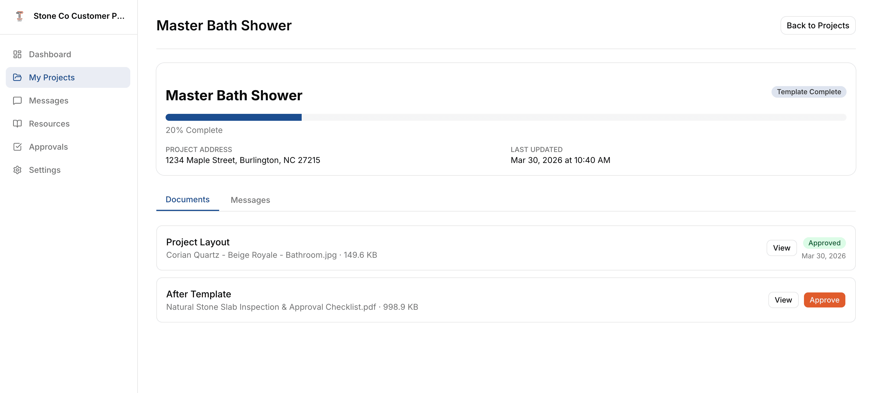 FabTrack customer portal screenshot